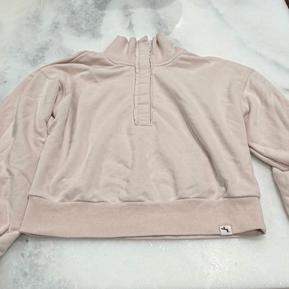 JoyLab Beige Snap Neck Pullover Sweatshirt Size XXS